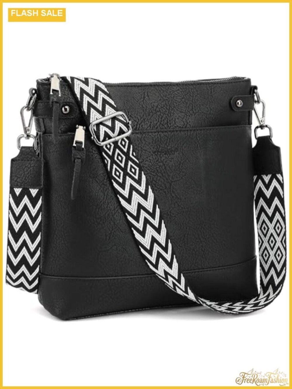 Vegan Leather Crossbody Bag with Guitar Strap, 6 Card Slots, Fits iPad
